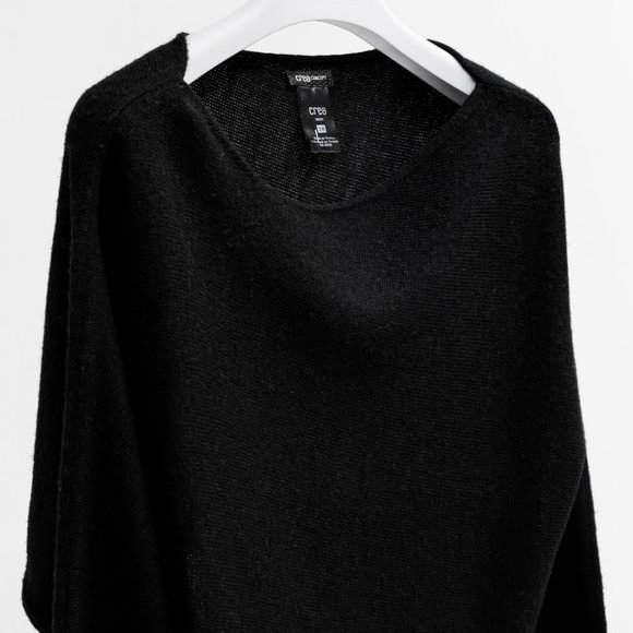 Crea Concept Asymmetrical Black Cropped Wool Sweater - Picture 3 of 8